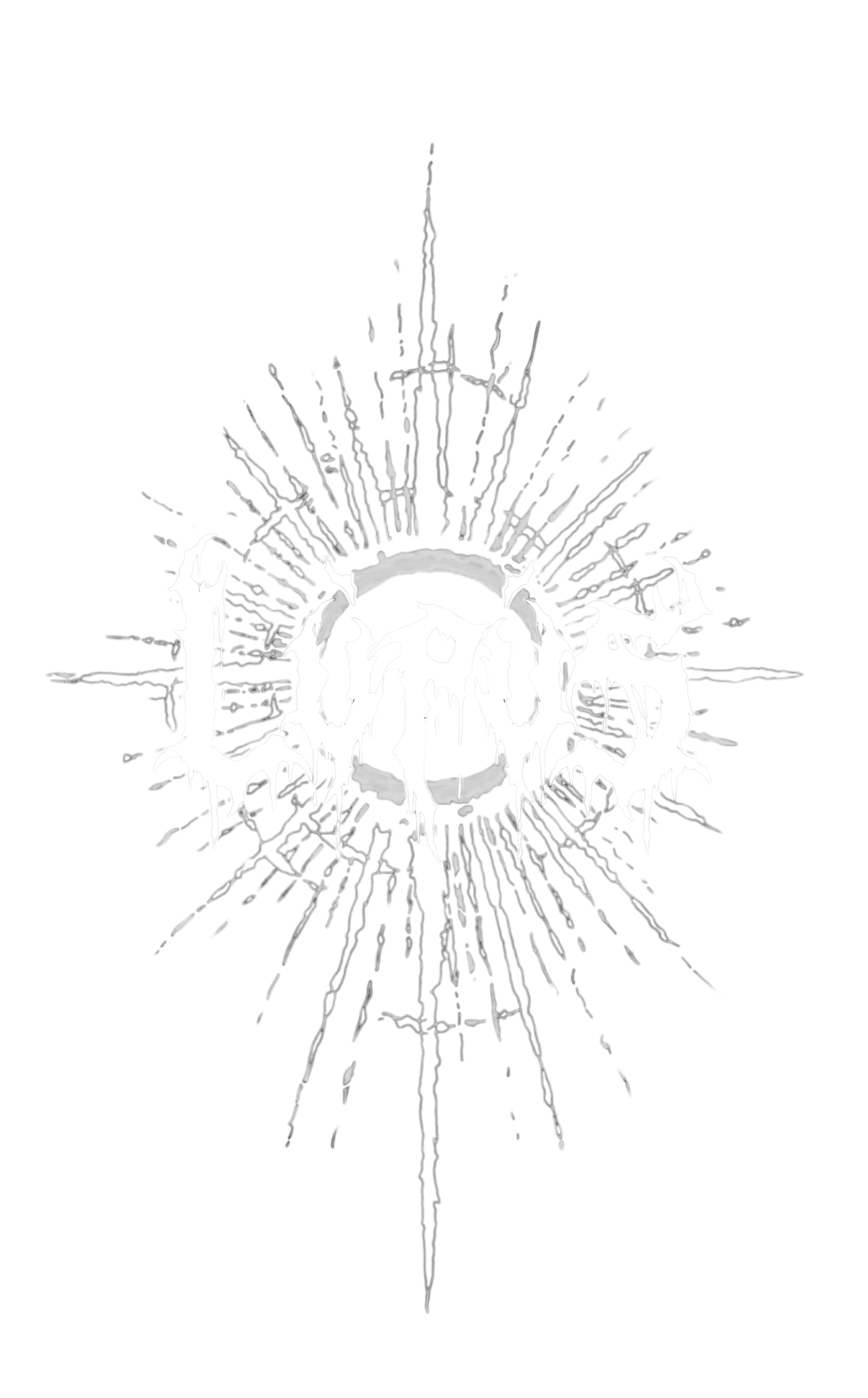LÙPÚS Logo, weiß auf schwarz, umgeben von einem handgezeichneten Strahlenkranz